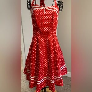 Retro Red and polka dot halter dress